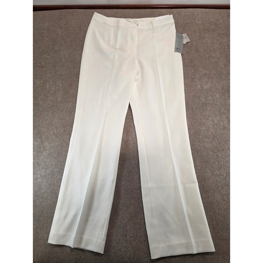 New Kasper Kate Classic Fit Straight Leg Dress Pants Vanilla Ice Cream White 8